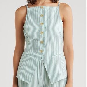 NWT Scotch & Soda Stripe Sleeveless Button-Up Spaghetti Strap Top Vest size L